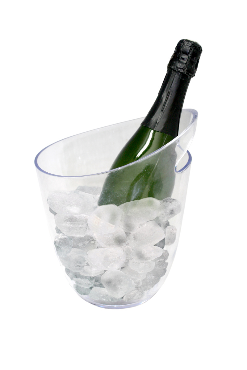Ведро для шампанского пласт. d=200/110 мм. h=225 мм. 2000 мл. с ручками для 1-й бутылки, прозрачное VB /1/12/ 56420