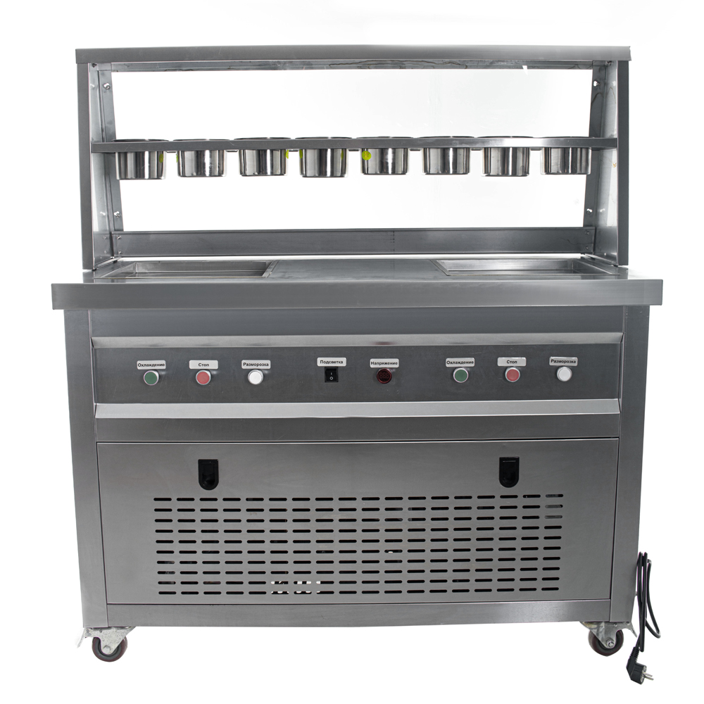 Фризер для ролл мороженого KCB-2F Foodatlas (контейнеры, свет.короб, стол для топпингов, 2 компр)