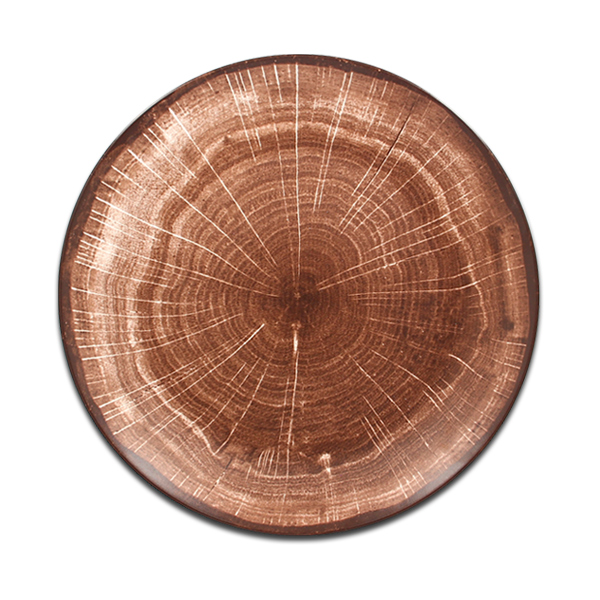 Тарелка "Coupe" круглая плоская темно-коричневая RAK Porcelain «WoodArt», D=15 см