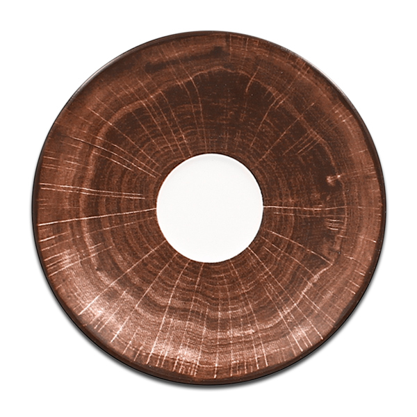 Блюдце круглое темно-коричневое RAK Porcelain «WoodArt», D=13 см