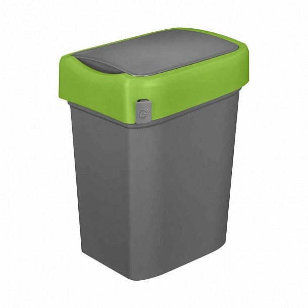 Бак для мусора  10 л. 24,5*19,6*34,5 см. с зеленым ободом, п/п  /1/4/ 70551