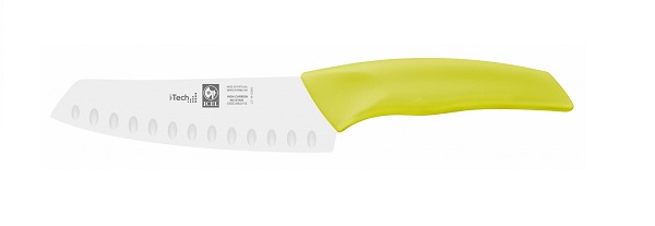 Нож японский Santoku 140/260 мм. с бороздками, салатовый  I-TECH Icel /1/12/ 56098
