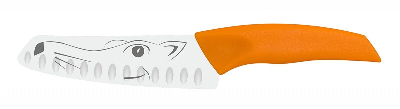 Нож кухонный 140/260 мм. с бороздками, оранжевый KIDS Icel /6/ 72115