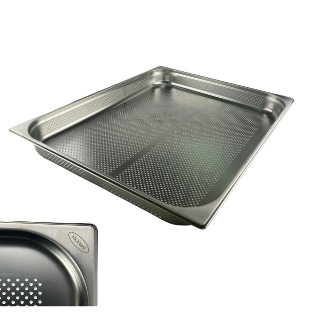 Гастроемкость 2/1 h=100 мм. 28,5 л. нерж. перфорир. d=4 мм. MGsteel /1/6/ 46283